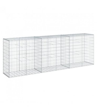 vidaXL Gabion Basket with Cover 300x50x100 cm Galvanised Iron — Size: 300 x 50 x 100 cm