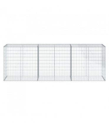 vidaXL Gabion Basket with Cover 300x50x100 cm Galvanised Iron — Size: 300 x 50 x 100 cm