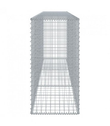 vidaXL Gabion Basket with Cover 300x50x100 cm Galvanised Iron — Size: 300 x 50 x 100 cm