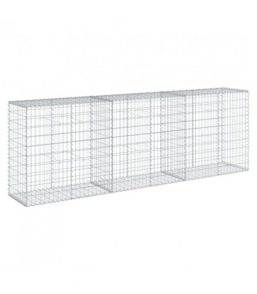 vidaXL Gabion Basket with Cover 300x50x100 cm Galvanised Iron — Size: 300 x 50 x 100 cm