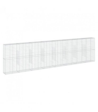 vidaXL Gabion Basket with Cover 800x50x200 cm Galvanised Iron — Size: 800 x 50 x 200 cm