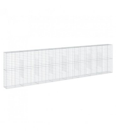 vidaXL Gabion Basket with Cover 800x50x200 cm Galvanised Iron — Size: 800 x 50 x 200 cm
