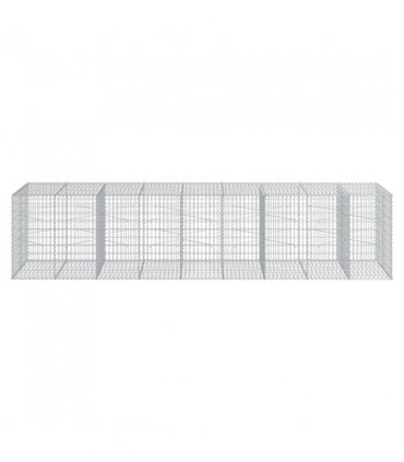 vidaXL Gabion Basket with Cover 450x100x100 cm Galvanised Iron — Size: 450 x 100 x 100 cm