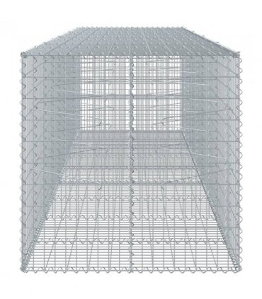 vidaXL Gabion Basket with Cover 450x100x100 cm Galvanised Iron — Size: 450 x 100 x 100 cm