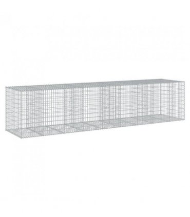 vidaXL Gabion Basket with Cover 450x100x100 cm Galvanised Iron — Size: 450 x 100 x 100 cm