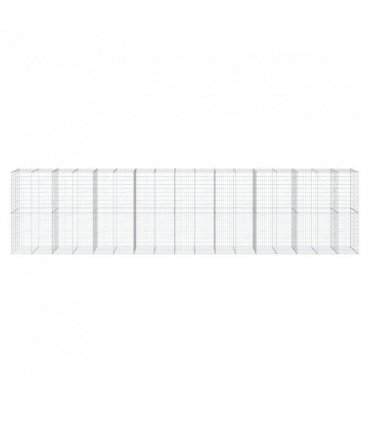 vidaXL Gabion Basket with Cover 850x100x200 cm Galvanised Iron — Size: 850 x 100 x 200 cm