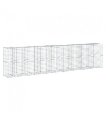 vidaXL Gabion Basket with Cover 850x100x200 cm Galvanised Iron — Size: 850 x 100 x 200 cm