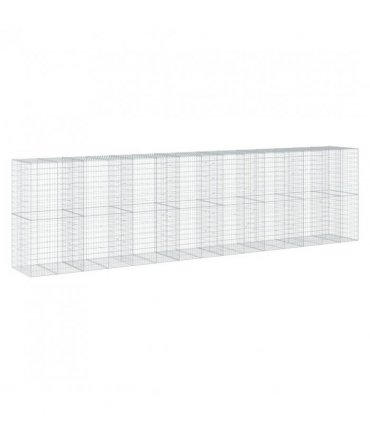 vidaXL Gabion Basket with Cover 750x100x200 cm Galvanised Iron — Size: 750 x 100 x 200 cm