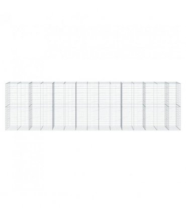 vidaXL Gabion Basket with Cover 750x100x200 cm Galvanised Iron — Size: 750 x 100 x 200 cm