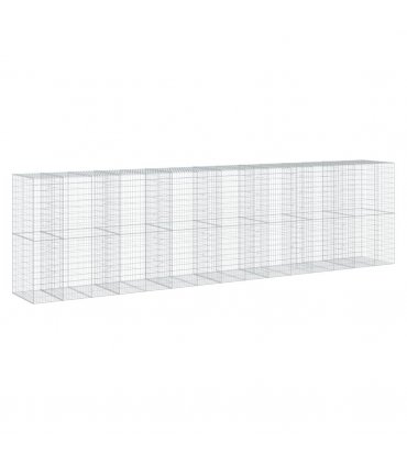 vidaXL Gabion Basket with Cover 750x100x200 cm Galvanised Iron — Size: 750 x 100 x 200 cm