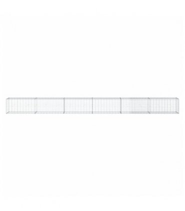 vidaXL Gabion Basket with Cover 600x50x50 cm Galvanised Iron — Size: 600 x 50 x 50 cm