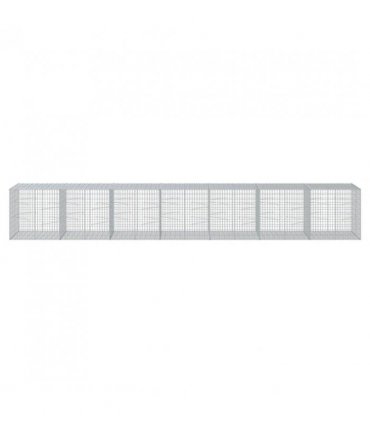 vidaXL Gabion Basket with Cover 700x100x100 cm Galvanised Iron — Size: 700 x 100 x 100 cm