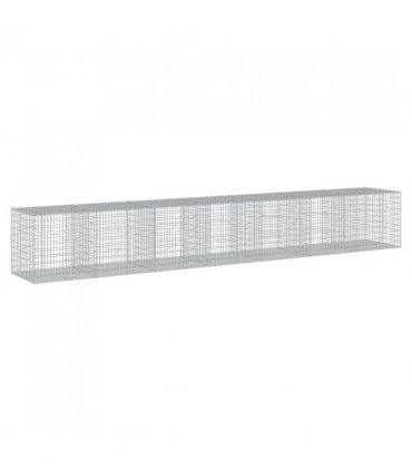 vidaXL Gabion Basket with Cover 700x100x100 cm Galvanised Iron — Size: 700 x 100 x 100 cm