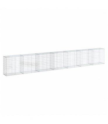 vidaXL Gabion Basket with Cover 700x50x100 cm Galvanised Iron — Size: 700 x 50 x 100 cm