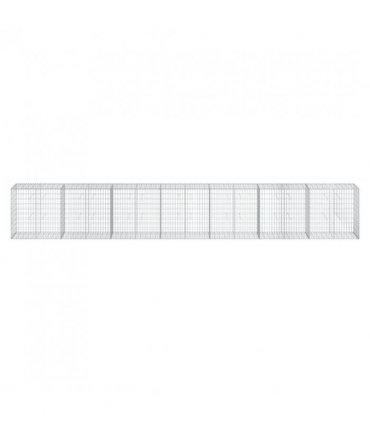 vidaXL Gabion Basket with Cover 700x50x100 cm Galvanised Iron — Size: 700 x 50 x 100 cm