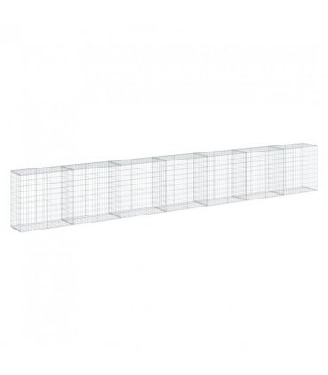 vidaXL Gabion Basket with Cover 700x50x100 cm Galvanised Iron — Size: 700 x 50 x 100 cm