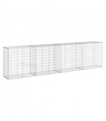 vidaXL Gabion Basket with Cover 400x50x100 cm Galvanised Iron — Size: 400 x 50 x 100 cm