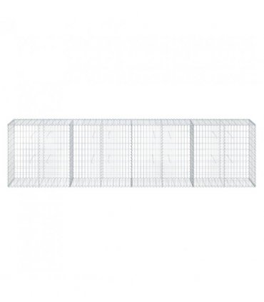 vidaXL Gabion Basket with Cover 400x50x100 cm Galvanised Iron — Size: 400 x 50 x 100 cm