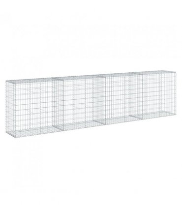 vidaXL Gabion Basket with Cover 400x50x100 cm Galvanised Iron — Size: 400 x 50 x 100 cm