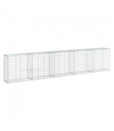 vidaXL Gabion Basket with Cover 500x50x100 cm Galvanised Iron — Size: 500 x 50 x 100 cm