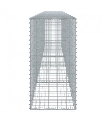 vidaXL Gabion Basket with Cover 500x50x100 cm Galvanised Iron — Size: 500 x 50 x 100 cm