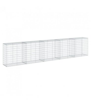 vidaXL Gabion Basket with Cover 500x50x100 cm Galvanised Iron — Size: 500 x 50 x 100 cm