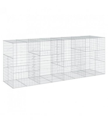 vidaXL Gabion Basket with Cover 400x100x150 cm Galvanised Iron — Size: 400 x 100 x 150 cm
