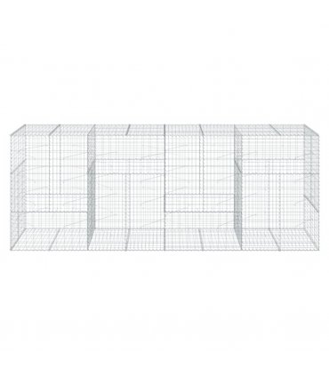 vidaXL Gabion Basket with Cover 400x100x150 cm Galvanised Iron — Size: 400 x 100 x 150 cm