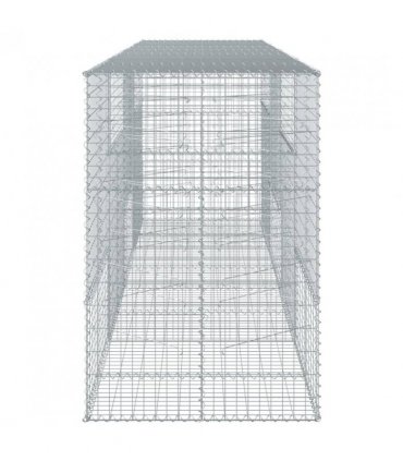vidaXL Gabion Basket with Cover 400x100x150 cm Galvanised Iron — Size: 400 x 100 x 150 cm