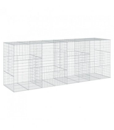 vidaXL Gabion Basket with Cover 400x100x150 cm Galvanised Iron — Size: 400 x 100 x 150 cm