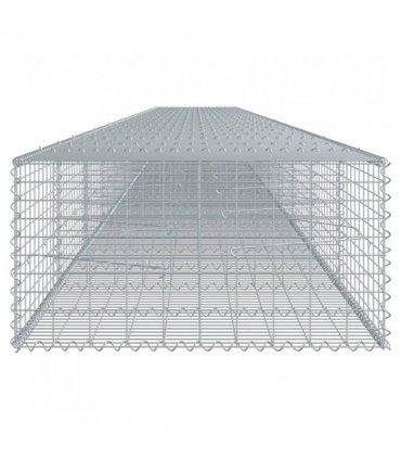 vidaXL Gabion Basket with Cover 1200x100x50 cm Galvanised Iron — Size: 1200 x 100 x 50 cm