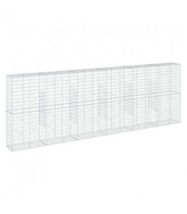 vidaXL Gabion Basket with Cover 600x50x200 cm Galvanised Iron — Size: 600 x 50 x 200 cm