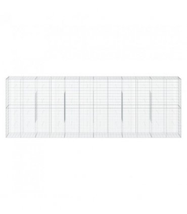 vidaXL Gabion Basket with Cover 600x50x200 cm Galvanised Iron — Size: 600 x 50 x 200 cm