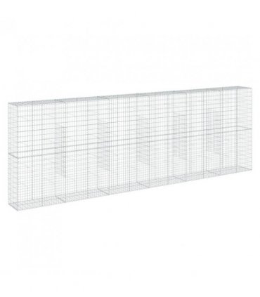vidaXL Gabion Basket with Cover 600x50x200 cm Galvanised Iron — Size: 600 x 50 x 200 cm