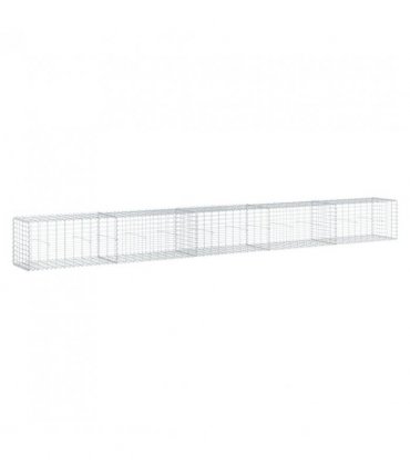 vidaXL Gabion Basket with Cover 500x50x50 cm Galvanised Iron — Size: 500 x 50 x 50 cm