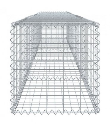 vidaXL Gabion Basket with Cover 500x50x50 cm Galvanised Iron — Size: 500 x 50 x 50 cm