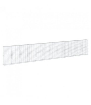 vidaXL Gabion Basket with Cover 1200x50x200 cm Galvanised Iron — Size: 1200 x 50 x 200 cm