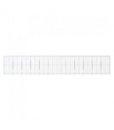vidaXL Gabion Basket with Cover 1200x50x200 cm Galvanised Iron — Size: 1200 x 50 x 200 cm