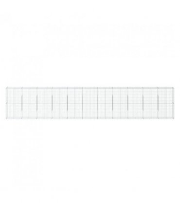 vidaXL Gabion Basket with Cover 1100x50x200 cm Galvanised Iron — Size: 1100 x 50 x 200 cm