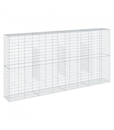vidaXL Gabion Basket with Cover 400x50x200 cm Galvanised Iron — Size: 400 x 50 x 200 cm