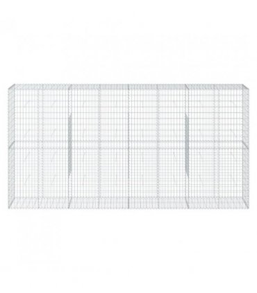 vidaXL Gabion Basket with Cover 400x50x200 cm Galvanised Iron — Size: 400 x 50 x 200 cm