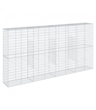 vidaXL Gabion Basket with Cover 400x50x200 cm Galvanised Iron — Size: 400 x 50 x 200 cm