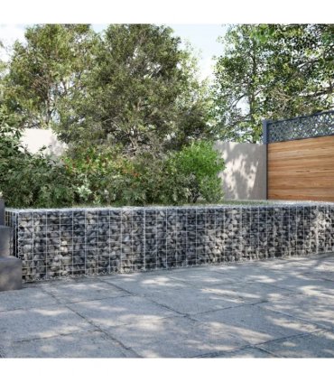 vidaXL Gabion Basket with Cover 300x50x50 cm Galvanised Iron — Size: 300 x 50 x 50 cm