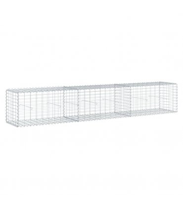 vidaXL Gabion Basket with Cover 300x50x50 cm Galvanised Iron — Size: 300 x 50 x 50 cm