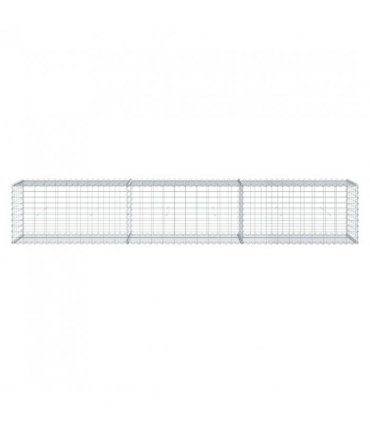 vidaXL Gabion Basket with Cover 300x50x50 cm Galvanised Iron — Size: 300 x 50 x 50 cm