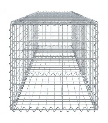 vidaXL Gabion Basket with Cover 300x50x50 cm Galvanised Iron — Size: 300 x 50 x 50 cm