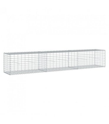 vidaXL Gabion Basket with Cover 300x50x50 cm Galvanised Iron — Size: 300 x 50 x 50 cm