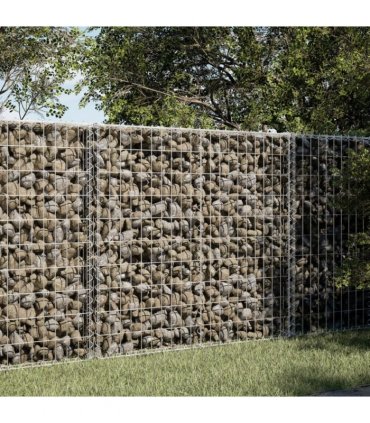 vidaXL Gabion Basket with Cover 100x100x100 cm Galvanised Iron — Size: 100 x 100 x 100 cm