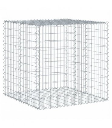 vidaXL Gabion Basket with Cover 100x100x100 cm Galvanised Iron — Size: 100 x 100 x 100 cm