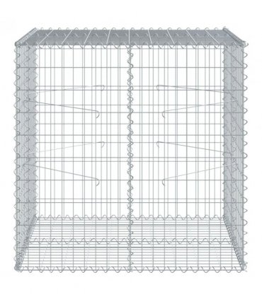 vidaXL Gabion Basket with Cover 100x100x100 cm Galvanised Iron — Size: 100 x 100 x 100 cm